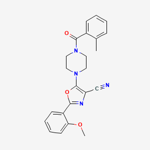 molecular formula C23H22N4O3 B2695482 2-(2-Methoxyphenyl)-5-(4-(2-methylbenzoyl)piperazin-1-yl)oxazole-4-carbonitrile CAS No. 946308-93-6