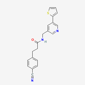 molecular formula C20H17N3OS B2695484 3-(4-cyanophenyl)-N-((5-(thiophen-2-yl)pyridin-3-yl)methyl)propanamide CAS No. 2034595-95-2