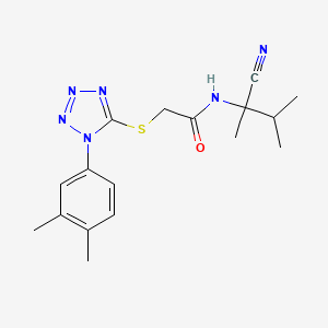 N-(2-cyano-3-methylbutan-2-yl)-2-[1-(3,4-dimethylphenyl)tetrazol-5-yl]sulfanylacetamide