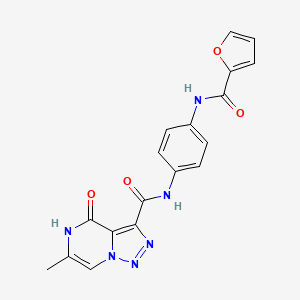 molecular formula C18H14N6O4 B2695487 N-(4-(furan-2-carboxamido)phenyl)-6-methyl-4-oxo-4,5-dihydro-[1,2,3]triazolo[1,5-a]pyrazine-3-carboxamide CAS No. 2034597-30-1