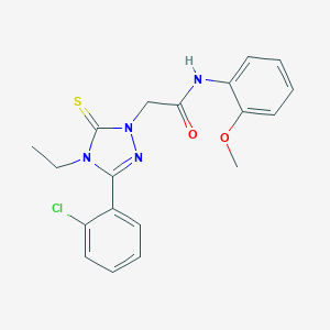 molecular formula C19H19ClN4O2S B269549 2-[3-(2-chlorophenyl)-4-ethyl-5-thioxo-4,5-dihydro-1H-1,2,4-triazol-1-yl]-N-(2-methoxyphenyl)acetamide 