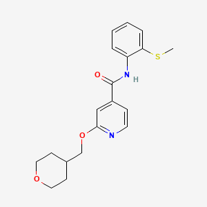 molecular formula C19H22N2O3S B2695492 N-(2-(甲硫基)苯基)-2-((四氢-2H-吡喃-4-基)甲氧基)异烟酰胺 CAS No. 2034450-11-6