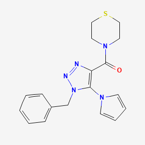 molecular formula C18H19N5OS B2695495 (1-benzyl-5-(1H-pyrrol-1-yl)-1H-1,2,3-triazol-4-yl)(thiomorpholino)methanone CAS No. 2034478-99-2