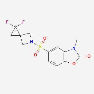 molecular formula C13H12F2N2O4S B2695497 5-[(2,2-Difluoro-5-azaspiro[2.3]hexan-5-yl)sulfonyl]-3-methyl-1,3-benzoxazol-2-one CAS No. 2380171-86-6