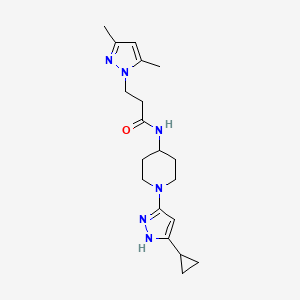 N-(1-(5-cyclopropyl-1H-pyrazol-3-yl)piperidin-4-yl)-3-(3,5-dimethyl-1H-pyrazol-1-yl)propanamide