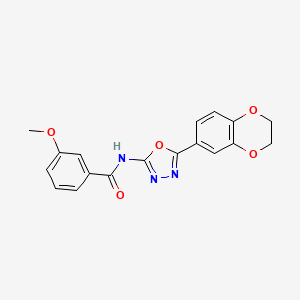 molecular formula C18H15N3O5 B2695500 N-(5-(2,3-二氢苯并[b][1,4]二氧杂环己烷-6-基)-1,3,4-噻二唑-2-基)-3-甲氧基苯甲酰胺 CAS No. 862808-25-1