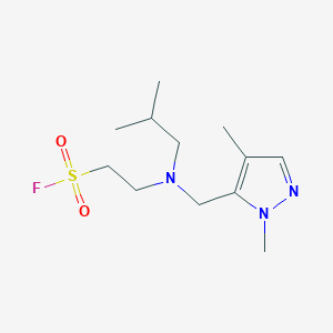 molecular formula C12H22FN3O2S B2695505 2-[(2,4-Dimethylpyrazol-3-yl)methyl-(2-methylpropyl)amino]ethanesulfonyl fluoride CAS No. 2411200-10-5
