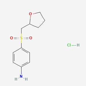 molecular formula C11H16ClNO3S B2695521 4-(Oxolan-2-ylmethylsulfonyl)aniline;hydrochloride CAS No. 2344685-87-4