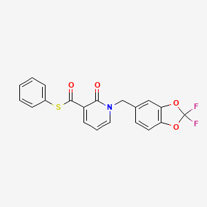 molecular formula C20H13F2NO4S B2695525 S-苯基-1-[(2,2-二氟-1,3-苯并二氧杂环己-5-基)甲基]-2-氧-1,2-二氢-3-吡啶甲硫酸酯 CAS No. 400084-66-4