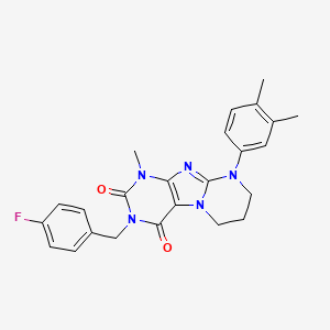 molecular formula C24H24FN5O2 B2695529 9-(3,4-dimethylphenyl)-3-[(4-fluorophenyl)methyl]-1-methyl-7,8-dihydro-6H-purino[7,8-a]pyrimidine-2,4-dione CAS No. 844836-92-6