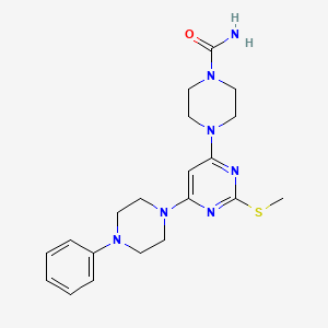 molecular formula C20H27N7OS B2695531 4-(2-(甲基硫代硫基)-6-(4-苯基哌嗪基)-4-嘧啶基)四氢-1(2H)-吡嗪甲酰胺 CAS No. 339017-91-3