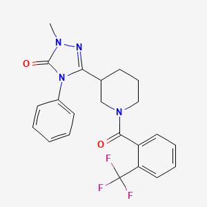 molecular formula C22H21F3N4O2 B2695537 1-methyl-4-phenyl-3-(1-(2-(trifluoromethyl)benzoyl)piperidin-3-yl)-1H-1,2,4-triazol-5(4H)-one CAS No. 1396861-29-2