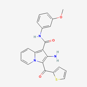 molecular formula C21H17N3O3S B2695542 2-amino-N-(3-methoxyphenyl)-3-(thiophene-2-carbonyl)indolizine-1-carboxamide CAS No. 912901-79-2