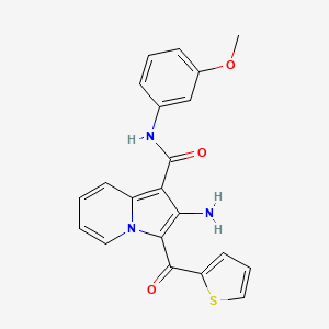 molecular formula C21H17N3O3S B2695542 2-氨基-N-(3-甲氧基苯基)-3-(噻吩-2-甲酰)吲哚啉-1-甲酰胺 CAS No. 912901-79-2