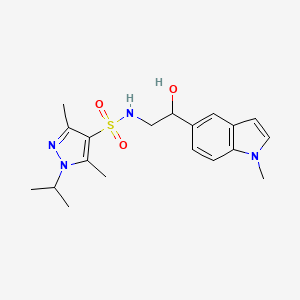 molecular formula C19H26N4O3S B2695543 N-(2-hydroxy-2-(1-methyl-1H-indol-5-yl)ethyl)-1-isopropyl-3,5-dimethyl-1H-pyrazole-4-sulfonamide CAS No. 2034527-03-0