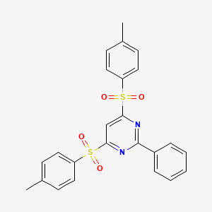 molecular formula C24H20N2O4S2 B2695544 4,6-双[(4-甲基苯基)磺酰]-2-苯基嘧啶 CAS No. 339105-57-6