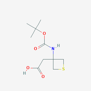 molecular formula C10H17NO4S B2695557 2-(3-((tert-Butoxycarbonyl)amino)thietan-3-yl)acetic acid CAS No. 1823811-81-9