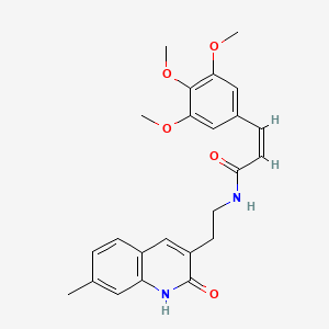 molecular formula C24H26N2O5 B2695560 (Z)-N-(2-(7-methyl-2-oxo-1,2-dihydroquinolin-3-yl)ethyl)-3-(3,4,5-trimethoxyphenyl)acrylamide CAS No. 851405-00-0