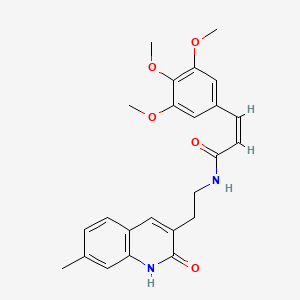 molecular formula C24H26N2O5 B2695560 (Z)-N-(2-(7-甲基-2-氧代-1,2-二氢喹啉-3-基)乙基)-3-(3,4,5-三甲氧基苯基)丙烯酰胺 CAS No. 851405-00-0