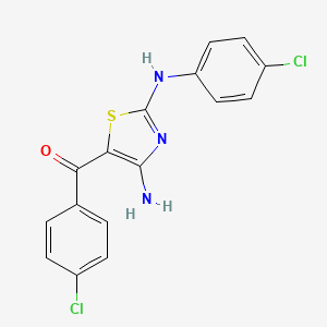 molecular formula C16H11Cl2N3OS B2695561 [4-Amino-2-(4-chloroanilino)-1,3-thiazol-5-yl](4-chlorophenyl)methanone CAS No. 107401-72-9