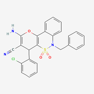 2-Amino-6-benzyl-4-(2-chlorophenyl)-4,6-dihydropyrano[3,2-c][2,1]benzothiazine-3-carbonitrile 5,5-dioxide