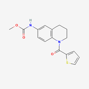 molecular formula C16H16N2O3S B2695577 Methyl (1-(thiophene-2-carbonyl)-1,2,3,4-tetrahydroquinolin-6-yl)carbamate CAS No. 899983-27-8