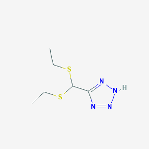 molecular formula C6H12N4S2 B2695582 ethyl (ethylsulfanyl)(2H-1,2,3,4-tetraazol-5-yl)methyl sulfide CAS No. 338975-36-3