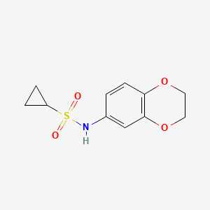 molecular formula C11H13NO4S B2695586 N-(2,3-dihydrobenzo[b][1,4]dioxin-6-yl)cyclopropanesulfonamide CAS No. 1206991-50-5