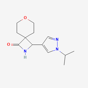 molecular formula C13H19N3O2 B2695588 3-[1-(propan-2-yl)-1H-pyrazol-4-yl]-7-oxa-2-azaspiro[3.5]nonan-1-one CAS No. 2044838-01-7