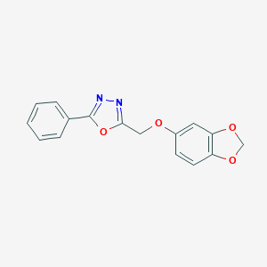 molecular formula C16H12N2O4 B269559 2-[(1,3-Benzodioxol-5-yloxy)methyl]-5-phenyl-1,3,4-oxadiazole 