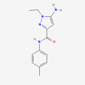 molecular formula C13H16N4O B2695590 5-amino-1-ethyl-N-(4-methylphenyl)-1H-pyrazole-3-carboxamide CAS No. 1856033-17-4