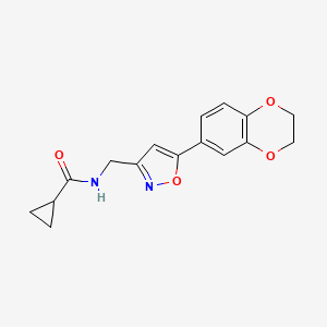 N-((5-(2,3-dihydrobenzo[b][1,4]dioxin-6-yl)isoxazol-3-yl)methyl)cyclopropanecarboxamide