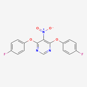 molecular formula C16H9F2N3O4 B2695609 4,6-Bis(4-fluorophenoxy)-5-nitropyrimidine CAS No. 294849-15-3