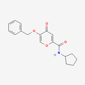 molecular formula C18H19NO4 B2695618 5-(苄氧基)-N-环戊基-4-氧代-4H-吡喃-2-羧酰胺 CAS No. 1049532-06-0