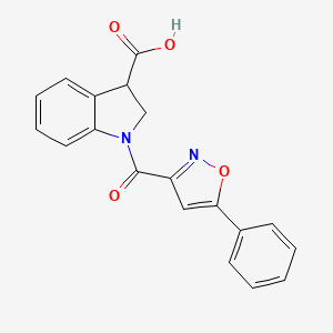 molecular formula C19H14N2O4 B2695620 1-(5-phenyl-1,2-oxazole-3-carbonyl)-2,3-dihydro-1H-indole-3-carboxylic acid CAS No. 1830125-03-5