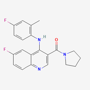 (6-Fluoro-4-((4-fluoro-2-methylphenyl)amino)quinolin-3-yl)(pyrrolidin-1-yl)methanone