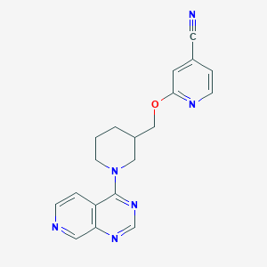 molecular formula C19H18N6O B2695644 2-[(1-吡啶并[3,4-d]嘧啶-4-基哌啶-3-基)甲氧基]吡啶-4-甲腈 CAS No. 2380145-98-0