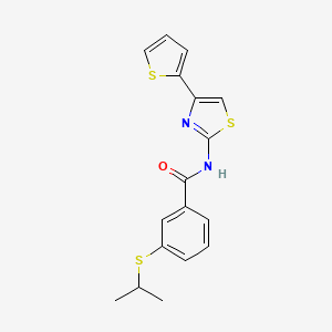 molecular formula C17H16N2OS3 B2695645 3-(isopropylthio)-N-(4-(thiophen-2-yl)thiazol-2-yl)benzamide CAS No. 919760-77-3