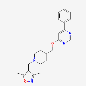 3,5-Dimethyl-4-[[4-[(6-phenylpyrimidin-4-yl)oxymethyl]piperidin-1-yl]methyl]-1,2-oxazole