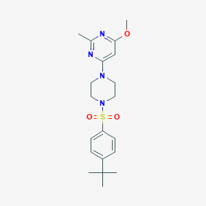 molecular formula C20H28N4O3S B2695650 4-(4-((4-(Tert-butyl)phenyl)sulfonyl)piperazin-1-yl)-6-methoxy-2-methylpyrimidine CAS No. 946325-74-2