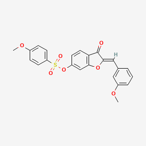 molecular formula C23H18O7S B2695658 (Z)-2-(3-甲氧基苯甲亚甲基)-3-氧代-2,3-二氢苯并呋喃-6-基 4-甲氧基苯磺酸盐 CAS No. 929413-40-1