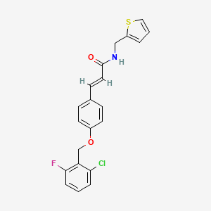 molecular formula C21H17ClFNO2S B2695666 (E)-3-{4-[(2-chloro-6-fluorobenzyl)oxy]phenyl}-N-(2-thienylmethyl)-2-propenamide CAS No. 477870-70-5