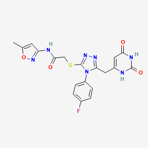 molecular formula C19H16FN7O4S B2695667 2-((5-((2,6-dioxo-1,2,3,6-tetrahydropyrimidin-4-yl)methyl)-4-(4-fluorophenyl)-4H-1,2,4-triazol-3-yl)thio)-N-(5-methylisoxazol-3-yl)acetamide CAS No. 852154-36-0