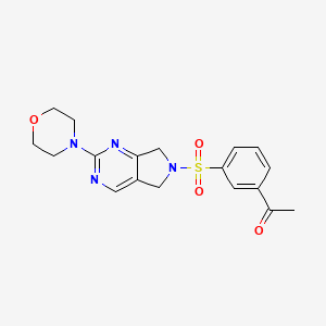 molecular formula C18H20N4O4S B2695668 1-(3-((2-吗啉基-5,7-二氢-6H-吡咯[3,4-d]嘧啶-6-基)磺酰基)苯基)乙酮 CAS No. 1903866-46-5