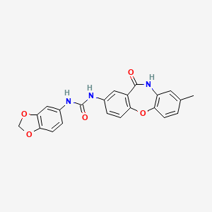 molecular formula C22H17N3O5 B2695669 1-(Benzo[d][1,3]dioxol-5-yl)-3-(8-methyl-11-oxo-10,11-dihydrodibenzo[b,f][1,4]oxazepin-2-yl)urea CAS No. 1203132-57-3