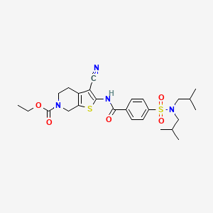 molecular formula C26H34N4O5S2 B2695681 ethyl 3-cyano-2-(4-(N,N-diisobutylsulfamoyl)benzamido)-4,5-dihydrothieno[2,3-c]pyridine-6(7H)-carboxylate CAS No. 681437-26-3