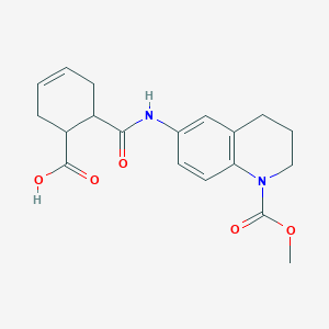 molecular formula C19H22N2O5 B269570 6-({[1-(Methoxycarbonyl)-1,2,3,4-tetrahydro-6-quinolinyl]amino}carbonyl)-3-cyclohexene-1-carboxylic acid 