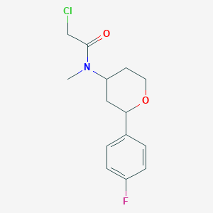 molecular formula C14H17ClFNO2 B2695705 2-Chloro-N-[2-(4-fluorophenyl)oxan-4-yl]-N-methylacetamide CAS No. 2411318-57-3