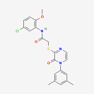 molecular formula C21H20ClN3O3S B2695711 N-(5-chloro-2-methoxyphenyl)-2-((4-(3,5-dimethylphenyl)-3-oxo-3,4-dihydropyrazin-2-yl)thio)acetamide CAS No. 895109-12-3
