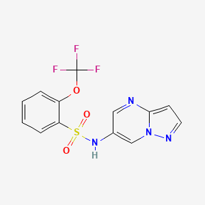 molecular formula C13H9F3N4O3S B2695715 N-(pyrazolo[1,5-a]pyrimidin-6-yl)-2-(trifluoromethoxy)benzenesulfonamide CAS No. 2034505-04-7